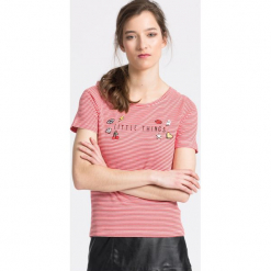 Only - Top. Szare topy damskie Only, z aplikacjami, z bawełny, z okrągłym kołnierzem, z krótkim rękawem. W wyprzedaży za 39.90 zł.