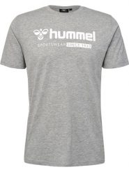 Hummel T-shirt krótki rękaw bawełniany z dużym logo. Szare t-shirty męskie Hummel, l, bez wzorów, z bawełny, bez kołnierzyka. Za 120.00 zł.