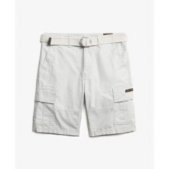 Spodenki z kieszeniami cargo Superdry Heavy. Białe szorty męskie Superdry., uniwersalny, z aplikacjami, klasyczne. Za 323.80 zł.