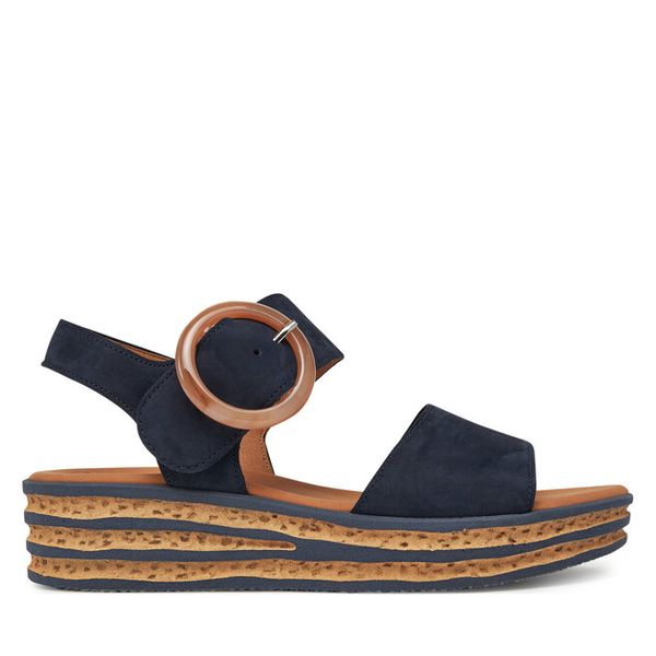 Sandały Gabor. Niebieskie sandały damskie Gabor, bez wzorów, bez obcasa, na koturnie, bez zapięcia. Za 339.99 zł.