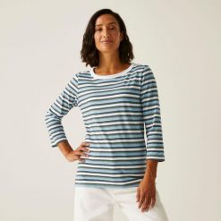 Koszulka do chodzenia z rękawem 3/4 damska Bayletta II. Białe t-shirty damskie Regatta, bez wzorów, z polaru, sportowe, bez kołnierzyka. W wyprzedaży za 95.20 zł.