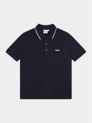 Boss Polo J25P26 D Granatowy Regular Fit. Niebieskie t-shirty dla chłopców Boss, bez wzorów, z bawełny, bez ramiączek. Za 189.99 zł.