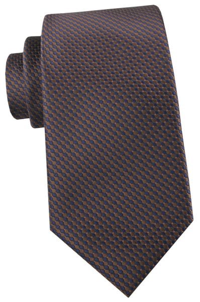 Krawat Męski - Angelo di Monti - Mikrowzór, Brąz z Granatem. Niebieskie krawaty i muchy Angelo di Monti, bez wzorów, z tkaniny, eleganckie. Za 49.99 zł.
