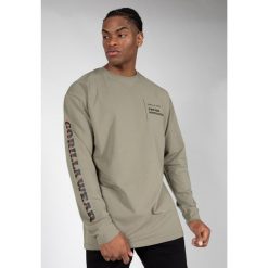 Koszulka fitness męska z długim rękawem Gorilla Wear Boise Oversized Long Sleeve. Zielone koszulki sportowe męskie GORILLA WEAR, m, bez wzorów, bez kołnierzyka, bez ramiączek, na fitness i siłownię. Za 229.00 zł.