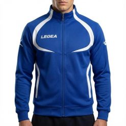 Kurtka Damska Biegowa Tokyo Oddychający Poliester Niebiesko-Biała. Białe kurtki sportowe damskie Legea, xl, bez wzorów, z bawełny, bez kaptura, do biegania. Za 64.00 zł.