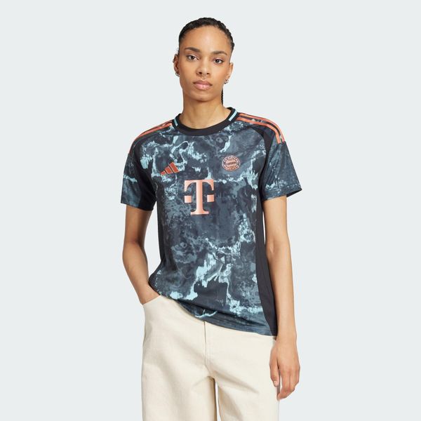 Koszulka FC Bayern 24/25 Away. Czarne koszulki sportowe damskie Adidas, xs, bez wzorów, z materiału, sportowe, bez kołnierzyka. W wyprzedaży za 329.60 zł.