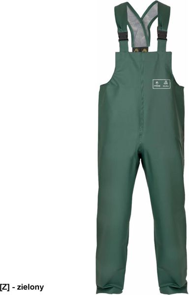 Pros AJ-SPD001 - Spodnie męskie ochronne ogrodniczki PLAVITEX podkład PCV regulacja długości szelkami pas tył gumka tył podwyższony przód chroni brzuc. Brązowe spodnie materiałowe męskie Pros, m, bez wzorów. Za 135.05 zł.