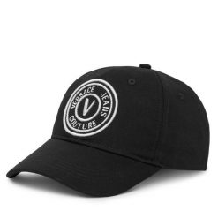 Czapka z daszkiem Versace Jeans Couture. Czarne czapki i kapelusze damskie Versace Jeans Couture, bez wzorów, z jeansu. Za 159.99 zł.