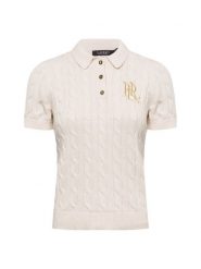 Lauren Ralph Lauren koszulka polo z dzianiny Kobiety Bawełna beżowy, L. Brązowe koszulki sportowe damskie Lauren Ralph Lauren, l, bez wzorów, z bawełny, bez kołnierzyka, bez ramiączek. Za 749.95 zł.