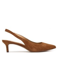 Szpilki LAUREN RALPH LAUREN. Brązowe szpilki damskie Lauren Ralph Lauren, bez wzorów, bez obcasa, bez zapięcia. Za 689.99 zł.