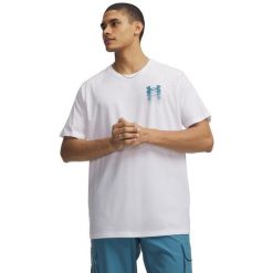 Koszulka męska Under Armour Blur Logo. Białe koszulki sportowe męskie Under Armour, l, bez wzorów, z bawełny, bez kołnierzyka, bez ramiączek, do biegania. Za 147.80 zł.