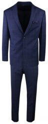Elegancki Garnitur Wełniany, Wyszczuplony (Slim) - MEN'SFIELD - Granat w Kratę. Garnitury męskie MEN'SFIELD, bez wzorów, z gumy, eleganckie. Za 925.00 zł.