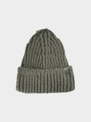 4F Czapka beanie damska - zielona M. Zielone czapki i kapelusze damskie 4f, na zimę, bez wzorów, z dzianiny, klasyczne. W wyprzedaży za 29.99 zł.