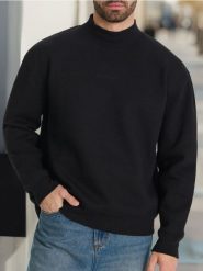 Bluza ze stójką - czarny. Czarne bluzy męskie Sinsay, l, bez wzorów, bez kaptura. W wyprzedaży za 19.99 zł.