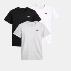 ZESTAW KOSZULEK MĘSKICH 4F KOMPLET 3 SZTUKI T-SHIRT TTSHM3341. T-shirty męskie 4f, m, bez wzorów, z bawełny, sportowe, bez kołnierzyka. Za 113.70 zł.