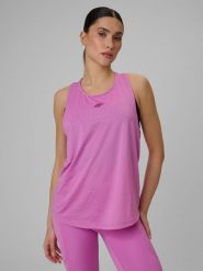 4F Top loose treningowy szybkoschnący damski - różowy XS. Czerwone t-shirty damskie 4f, uniwersalny, bez wzorów, z tkaniny, bez kołnierzyka. Za 99.99 zł.