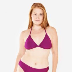 Góra kostiumu kąpielowego surfingowego damska Olaian Mae teksturowana. Fioletowe bikini damskie OLAIAN, na lato, bez wzorów. Za 39.99 zł.