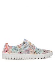 Rieker Półbuty M2306-90 Biały. Białe półbuty damskie Rieker, bez wzorów, ze skóry, bez obcasa, na płaskiej podeszwie, bez zapięcia. Za 209.99 zł.