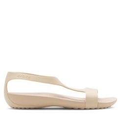 Sandały Crocs. Brązowe sandały damskie Crocs, bez wzorów, bez obcasa, na płaskiej podeszwie, bez zapięcia. Za 149.99 zł.