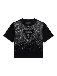Guess T-Shirt J6RI37 K6YW4 Czarny Regular Fit. Czarne t-shirty i topy dla dziewczynek Guess, z aplikacjami, z bawełny, bez ramiączek. Za 119.99 zł.