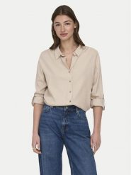 ONLY Koszula Goa 15363991 Beżowy Loose Fit. Brązowe koszule damskie Only, xs, bez wzorów, ze lnu, bez kołnierzyka, bez ramiączek. Za 169.99 zł.