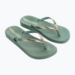Japonki damskie Ipanema Anat Connect II. Zielone klapki damskie Ipanema, bez wzorów, z materiału, eleganckie, bez obcasa. Za 83.99 zł.