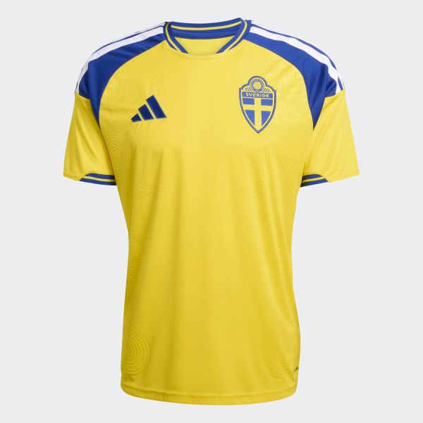 Koszulka Sweden 26 Home. Żółte koszulki sportowe męskie Adidas, bez wzorów, bez kołnierzyka, bez ramiączek, do piłki nożnej, climacool (adidas). Za 439.00 zł.