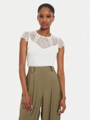 Morgan Bluzka 232-DGIULIA Biały Slim Fit. Białe bluzki damskie Morgan, m, bez wzorów, z wiskozy, bez kołnierzyka, bez ramiączek. Za 99.99 zł.