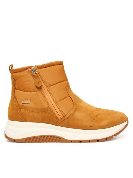 Caprice Botki 9-26400-45 Pomarańczowy. Brązowe botki damskie Caprice, z materiału, bez obcasa, na płaskiej podeszwie, bez zapięcia. Za 489.99 zł.