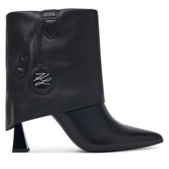 Botki KARL LAGERFELD. Czarne botki damskie KARL LAGERFELD, bez obcasa, na słupku, bez zapięcia. Za 1,189.00 zł.