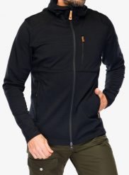 Kurtka polarowa męska Fjallraven Keb Fleece Hoodie. Czarne kurtki męskie Fjällräven, na lato, m, bez wzorów, z elastanu, biznesowe, bez kaptura. Za 906.39 zł.