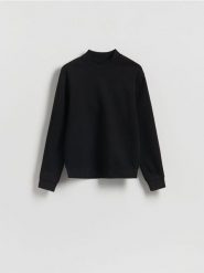 Bluza ze stójką - czarny. Czarne bluzy męskie Reserved, l, bez wzorów, z bawełny, bez kaptura. Za 99.99 zł.