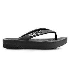 Japonki unisex Crocs Classic Platform. Czarne klapki damskie Crocs, bez wzorów, z materiału, bez obcasa. Za 243.00 zł.