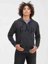 Bluza męska GAP V-Heritage Logo FZ. Szare bluzy męskie GAP, m, bez wzorów, z bawełny, z kapturem. Za 129.99 zł.