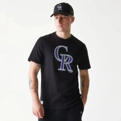 Koszulka Colorado Rockies Nos MLB Regular. Czarne koszulki sportowe męskie New Era, l, bez wzorów, z materiału, bez kołnierzyka, bez ramiączek. Za 126.50 zł.