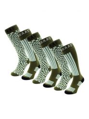 Skarpety narciarskie - unisex - 6 par - oliwkowo-zielone. Zielone skarpety damskie POEDERBAAS, bez wzorów, z elastanu. Za 242.82 zł.
