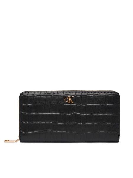 Calvin Klein Portfel Ck Croc Long Zip Around LV04F1096G Czarny. Czarne portfele damskie Calvin Klein, bez wzorów, ze skóry. Za 219.99 zł.