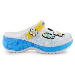 Klapki Crocs Smurfs Platform clog 210822-90H białe. Białe klapki damskie bez wzorów, klasyczne, bez obcasa. Za 490.22 zł.