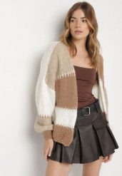 Brązowy Kardigan z Wełną i Wiskozą w Patchworkowe Łaty Fesunesa. Brązowe kardigany damskie Born2be, bez wzorów, z jeansu, klasyczne. Za 149.99 zł.