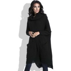 Czarny Długi Luźny Golf z Kieszeniami. Swetry damskie Molly.pl. Za 139.90 zł.