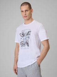 4F Чоловічий t-shirt regular з принтом - білий L. T-shirty męskie 4f, l, bez wzorów, bez kołnierzyka. W wyprzedaży za 459.90 zł.
