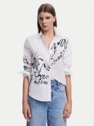 Desigual Koszula 25SWCW05 Biały Regular Fit. Białe bluzki damskie Desigual, m, bez wzorów, z bawełny, bez kołnierzyka, bez ramiączek. Za 219.99 zł.