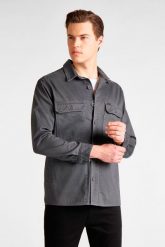 LEE WORKWEAR OVERSHIRT MĘSKA KOSZULA STEEL GREY L68DLD90 112117095. Szare koszule męskie Lee, l, bez wzorów, bez kołnierzyka, bez ramiączek. Za 129.99 zł.