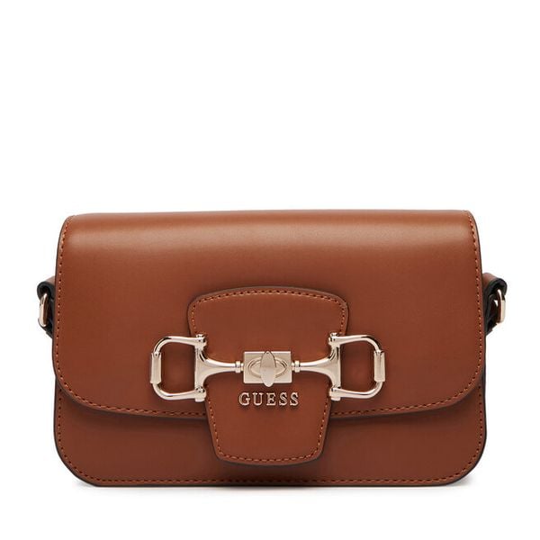 Torebka Guess. Brązowe listonoszki damskie Guess, z aplikacjami, bez dodatków. Za 417.99 zł.