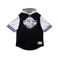Krótki rękaw bluza z kapturem z siateczki Mitchell & Ness All Star. Czarne bluzy męskie Mitchell & Ness, m, bez wzorów, z kapturem. Za 428.00 zł.