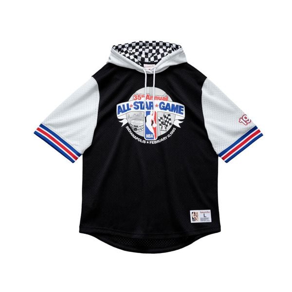 Krótki rękaw bluza z kapturem z siateczki Mitchell & Ness All Star. Czarne bluzy męskie Mitchell & Ness, m, bez wzorów, z kapturem. Za 428.00 zł.