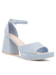 Jenny Fairy Sandały RAVENE HY CL230417 Niebieski. Niebieskie sandały damskie Jenny Fairy, bez wzorów, z materiału, bez obcasa, na słupku, bez zapięcia. Za 159.99 zł.