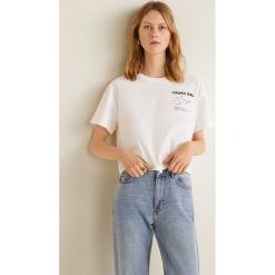 Mango - Top Guapa. Białe topy damskie marki Mango, z aplikacjami, z bawełny, z okrągłym kołnierzem, z krótkim rękawem. Za 59.90 zł.