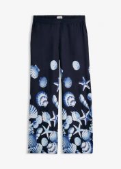 Spodnie palazzo z lejącej wiskozy. Niebieskie spodnie materiałowe damskie bonprix, bez wzorów, z wiskozy. Za 117.99 zł.
