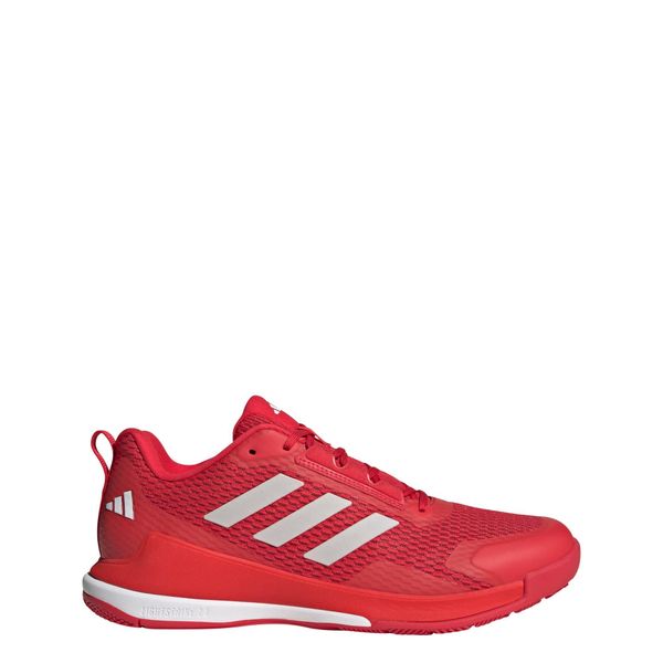Buty Novaflight 2 Indoor. Białe buty sportowe męskie Adidas, z materiału, bez zapięcia, do piłki ręcznej. W wyprzedaży za 399.20 zł.